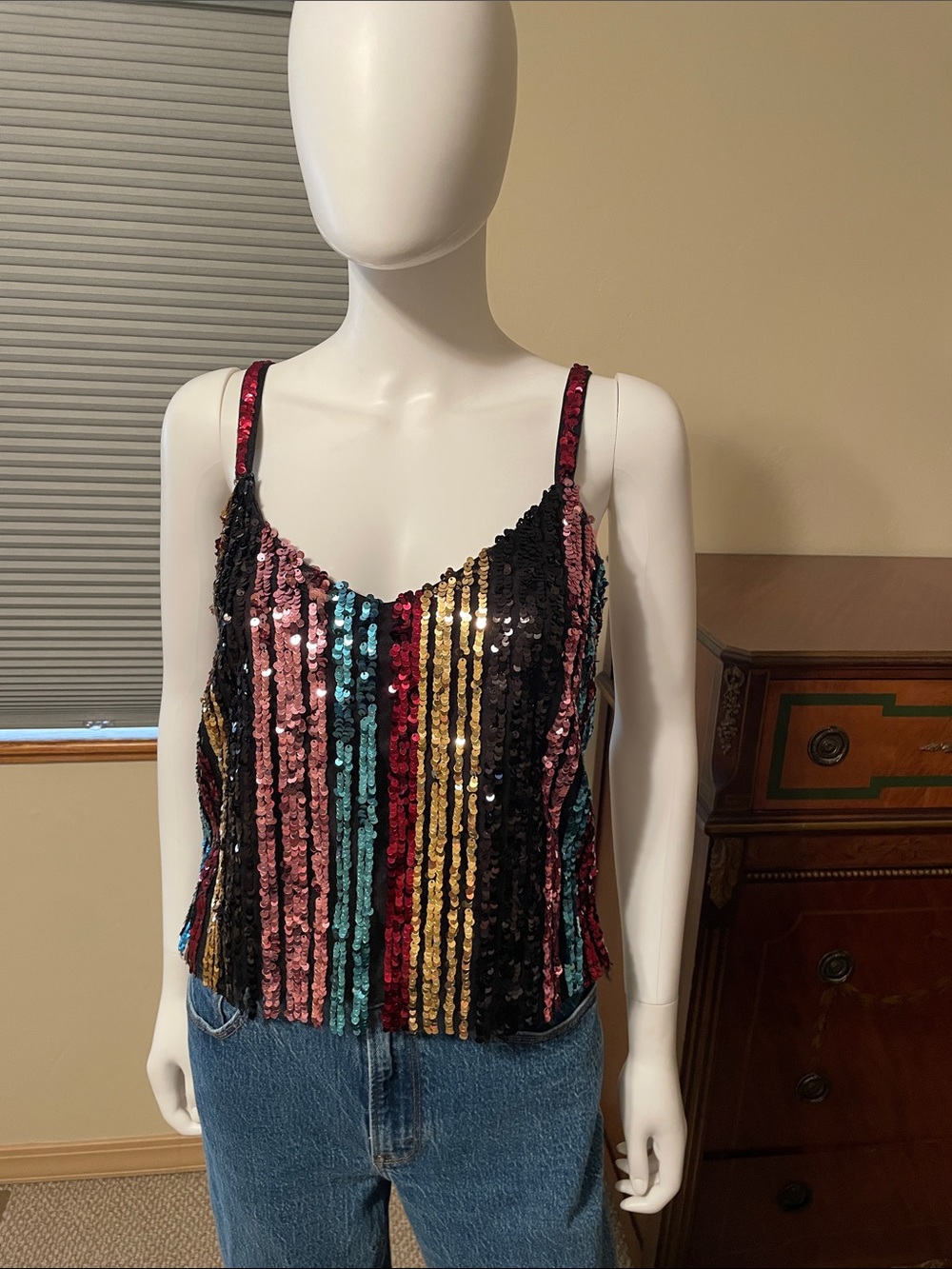 BB Dakota Multi-Color Sequin Stripe Cami